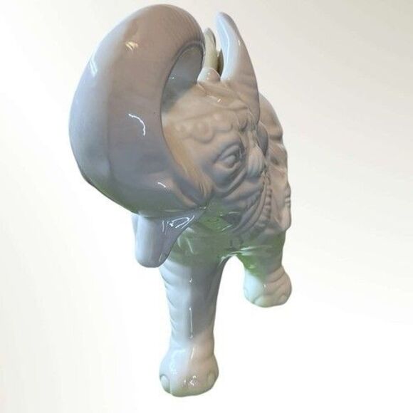 VTG 79s Stef GMA Feller Glazed Ceramic Elephant Figurine Trunk Up 19"X12"X6" - Picture 9 of 16